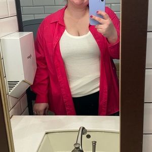 Ava & Viv hot pink boyfriend button up